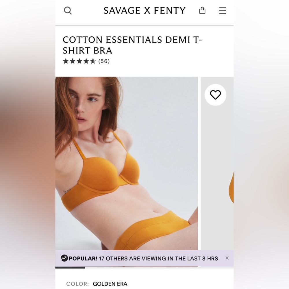 Savage X Fenty Cotton Essentials Demi T-Shirt Bra in Golden Era